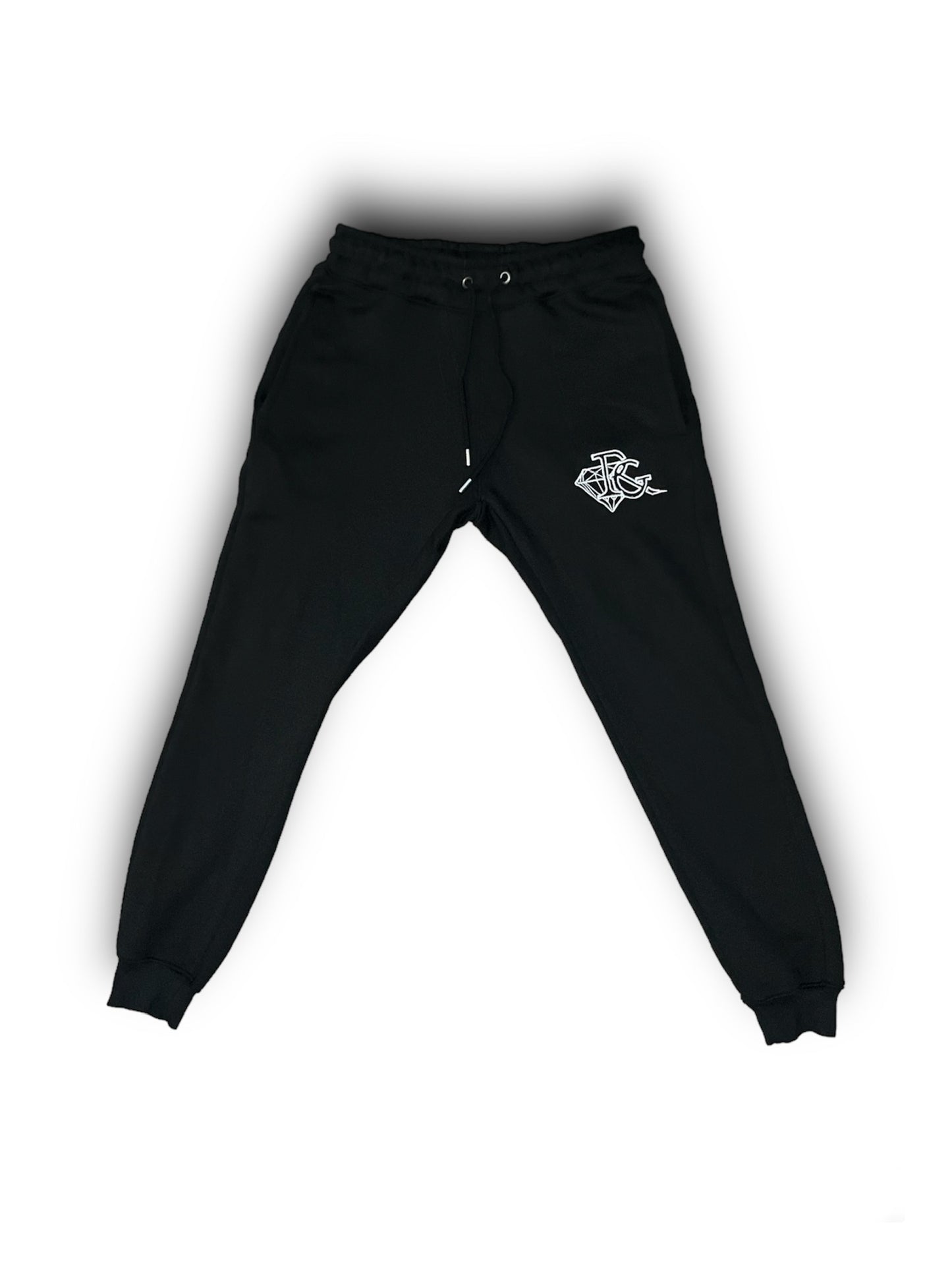 White embroidered RG tracksuit bottoms