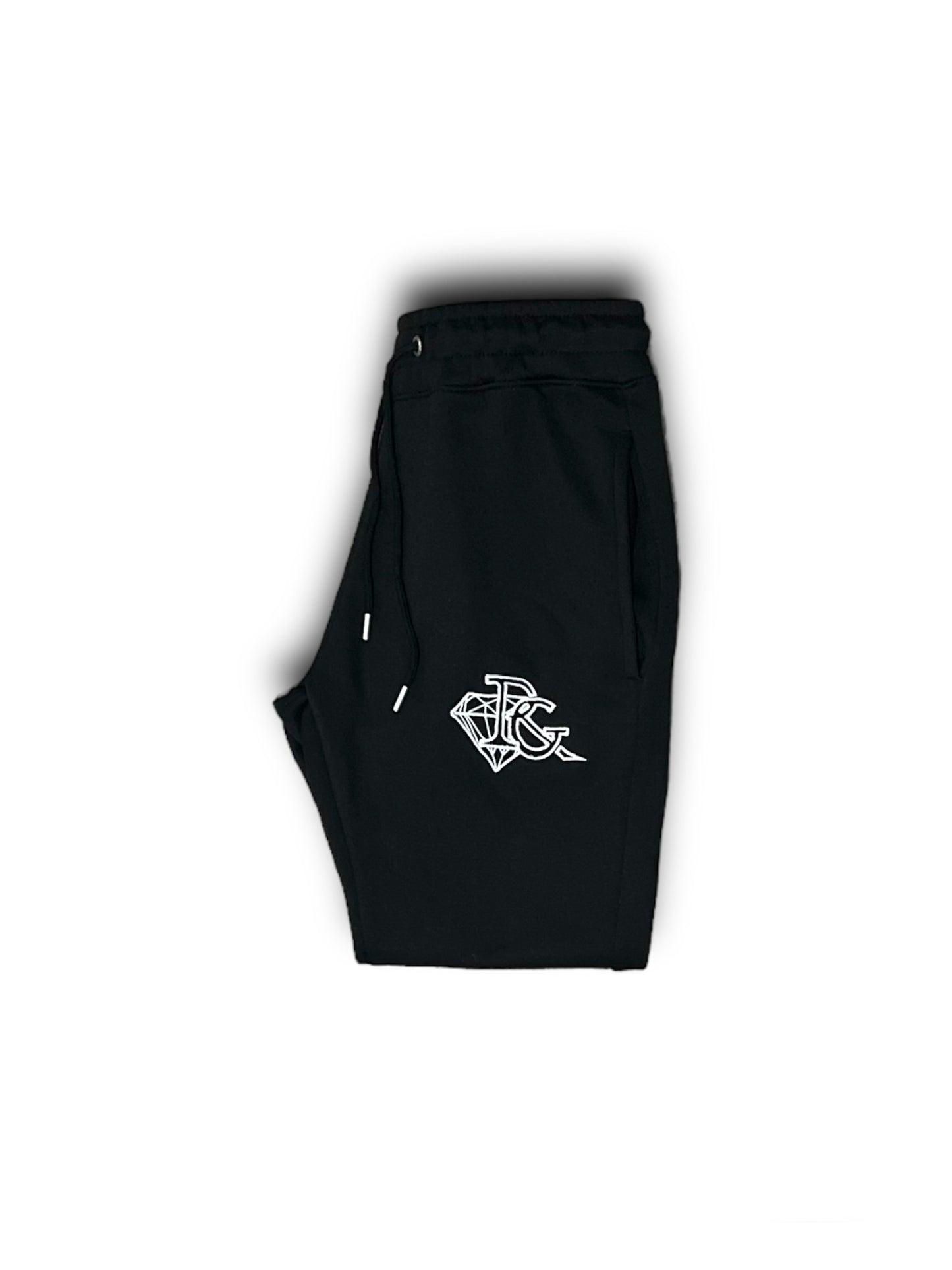 White embroidered RG tracksuit bottoms